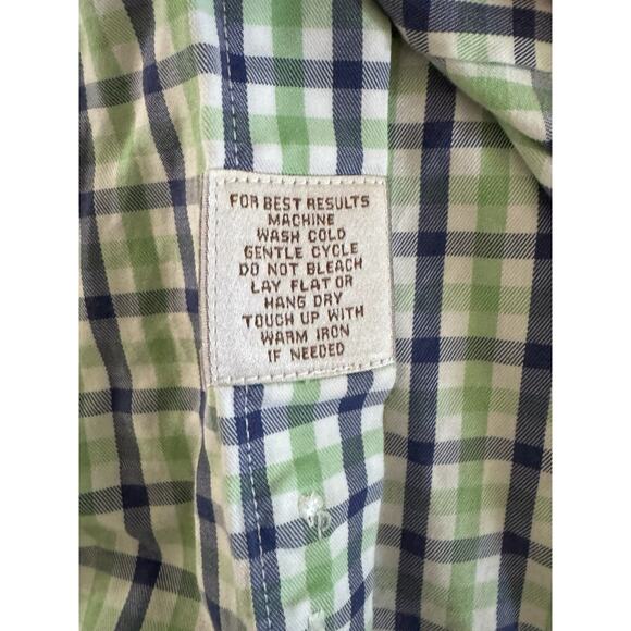 Kevin’s Peter Millar Plaid Button Down Shirt Men’s LG Green Blue Check Cotton - Picture 7 of 10
